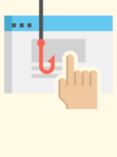 Phishing email clicking icon graphic