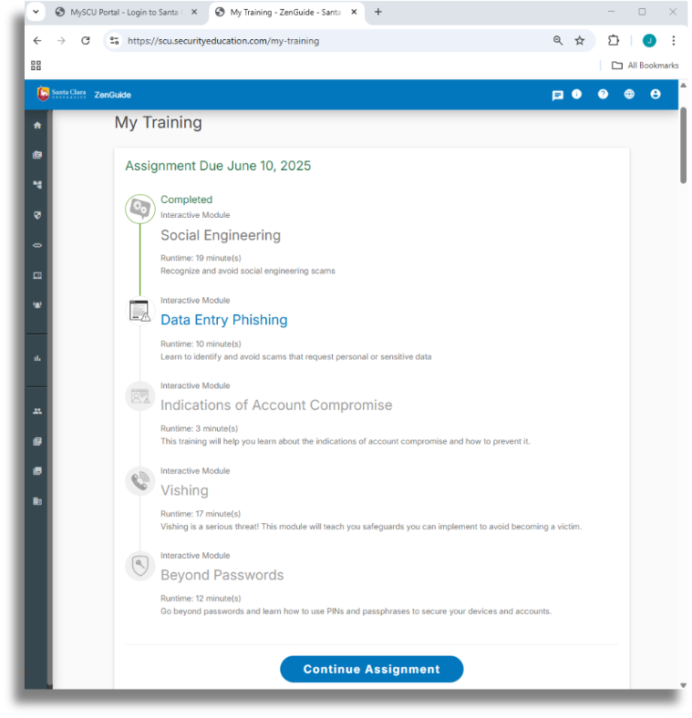 Screenshot showing the training platform for cybersecurity.