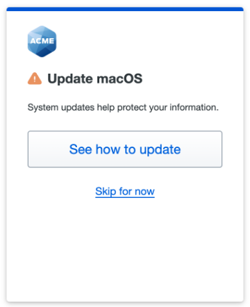 Screenshot of Duo update reminder