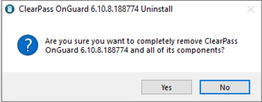 OnGuard Uninstall - Windows - Step 4 - Click Yes to proceed with uninstallation