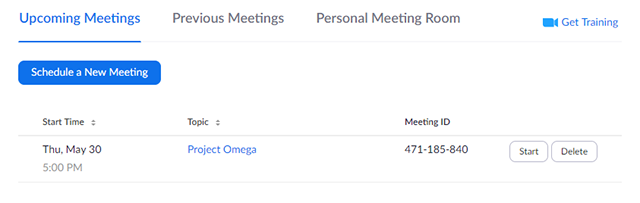 Upcoming Meetings - Schedule a New Meeting