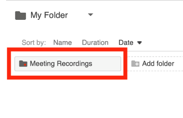 select the Meeting Recordings folder in Class Recordings
