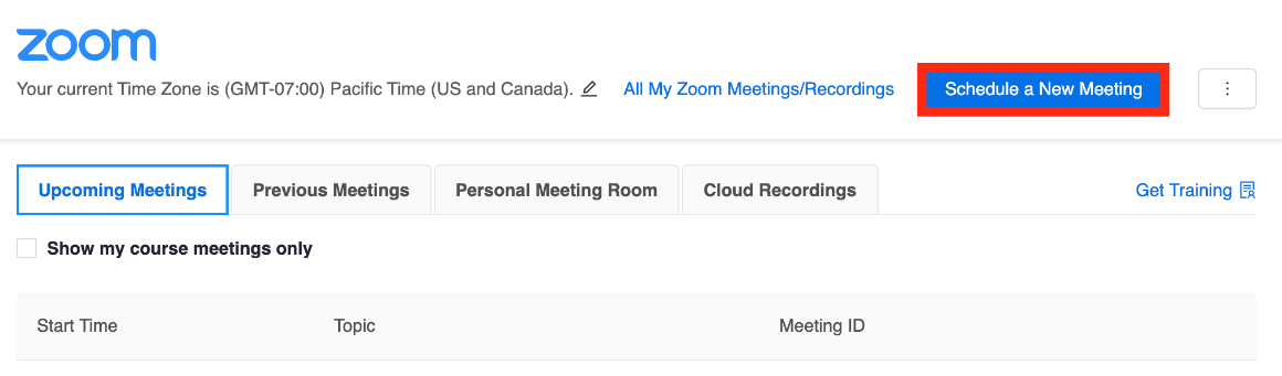 schedule a meeting in Zoom on Camino