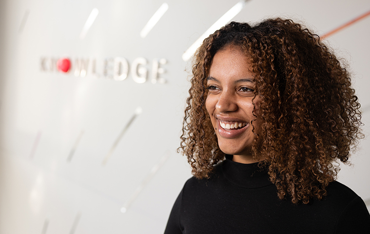 Electrical engineering major Zia Malangalila '25. Photo by Jim Gensheimer.