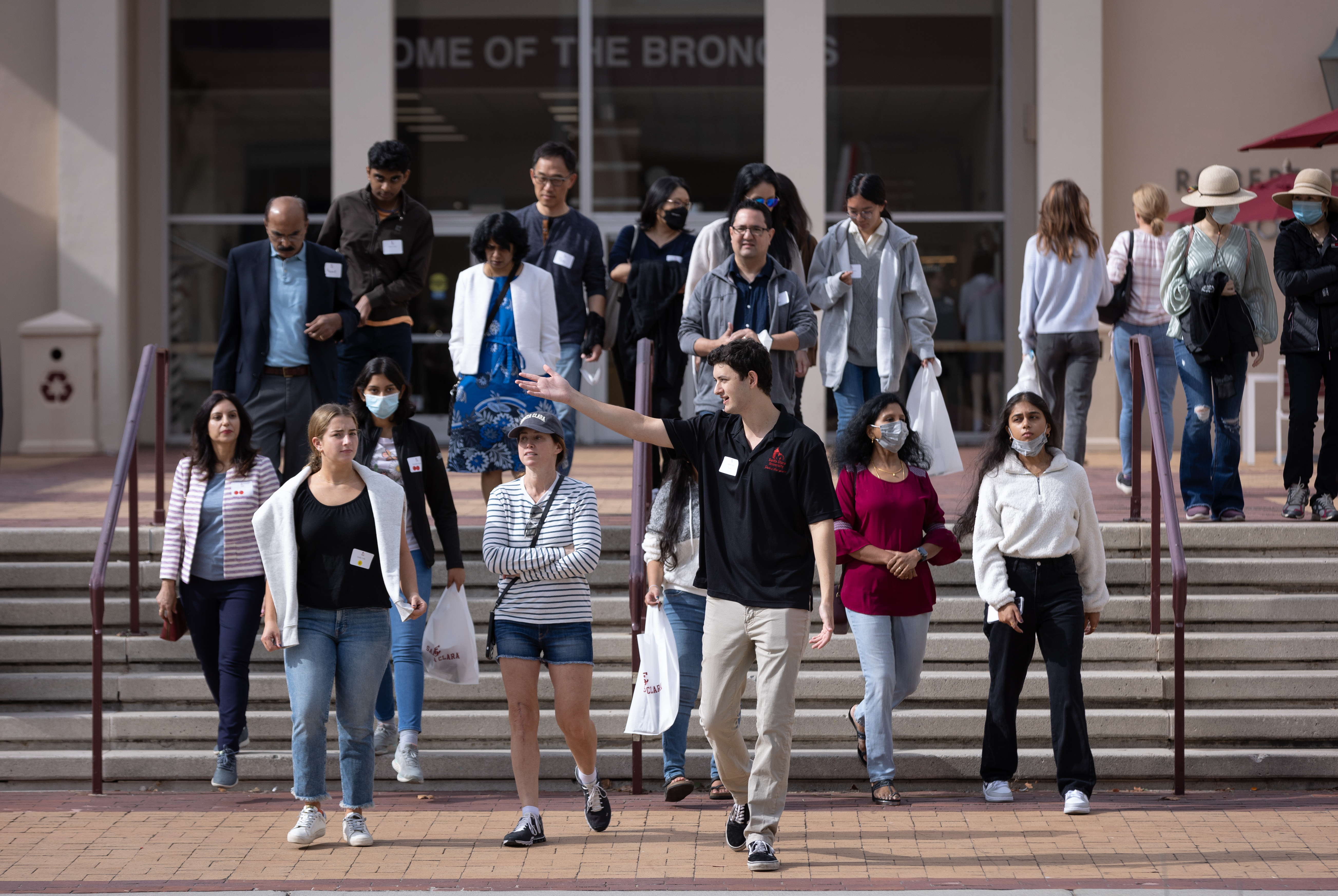 A group of students on a campus tour 