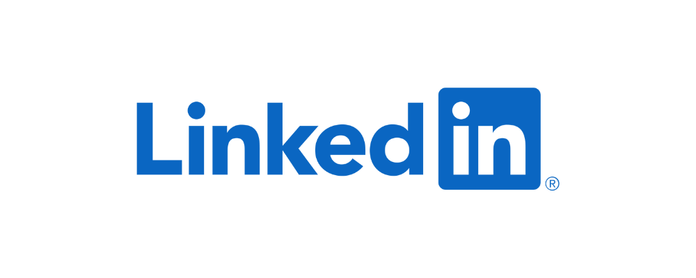 LinkedIn logo with blue text and icon on a white background.