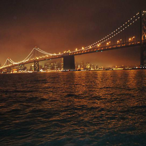 San Francisco Bay Bridge at night 