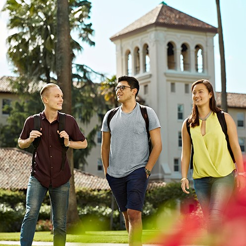 Undergraduate students walking in the campus 