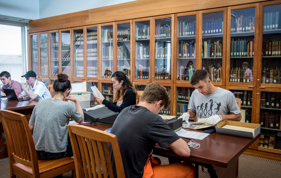 Students studying in the university library 
