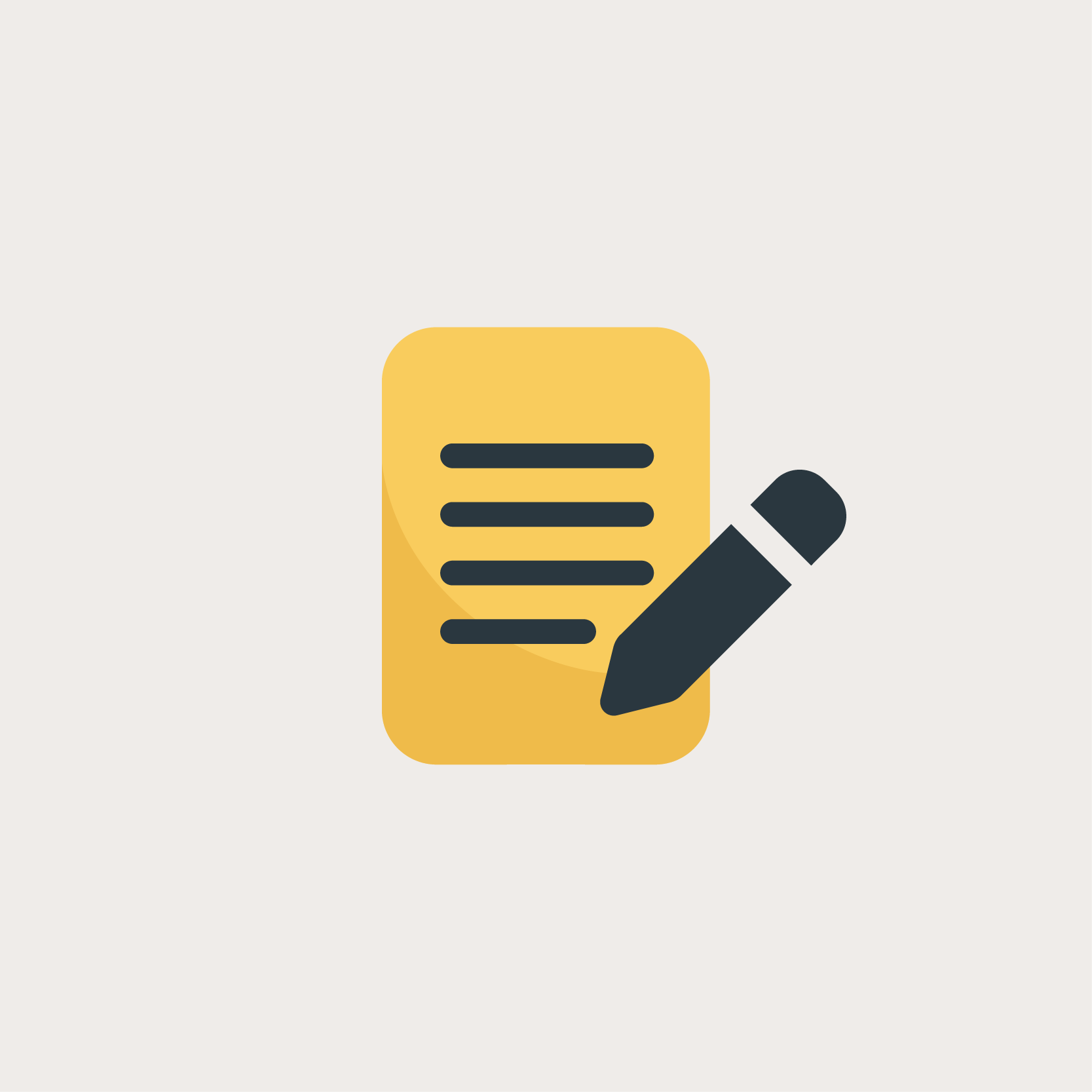 A gold document with a pen icon.