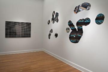 Hardware Mirror and Eye Tracks from AnnieLaurie Ericksons Data Shadows exhibit at the Dowd Arts Building.