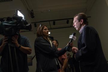 Tom Plante interviewed by NBC television crew