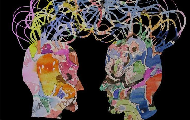 Illustration of two heads with watercolor design image link to story