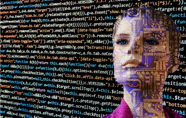 graphic of womans face over digital coding image link to story