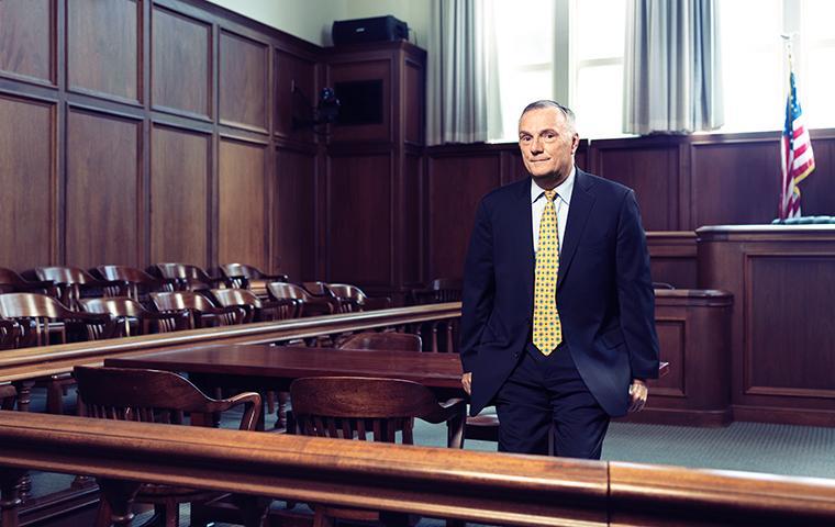 Attorney Phil Gregory standing in a courtroom image link to story