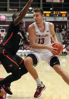 Josip Vrankic '21, right, fends off opponent.