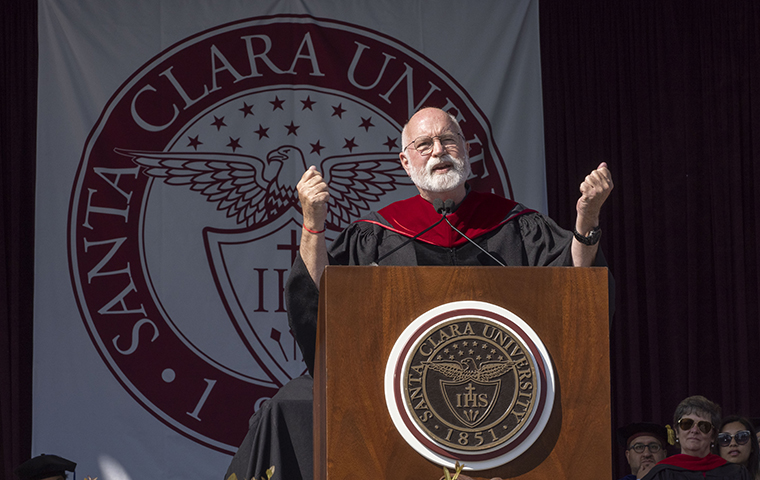 Father Greg Boyle addressing the Class of 2023 image link to story