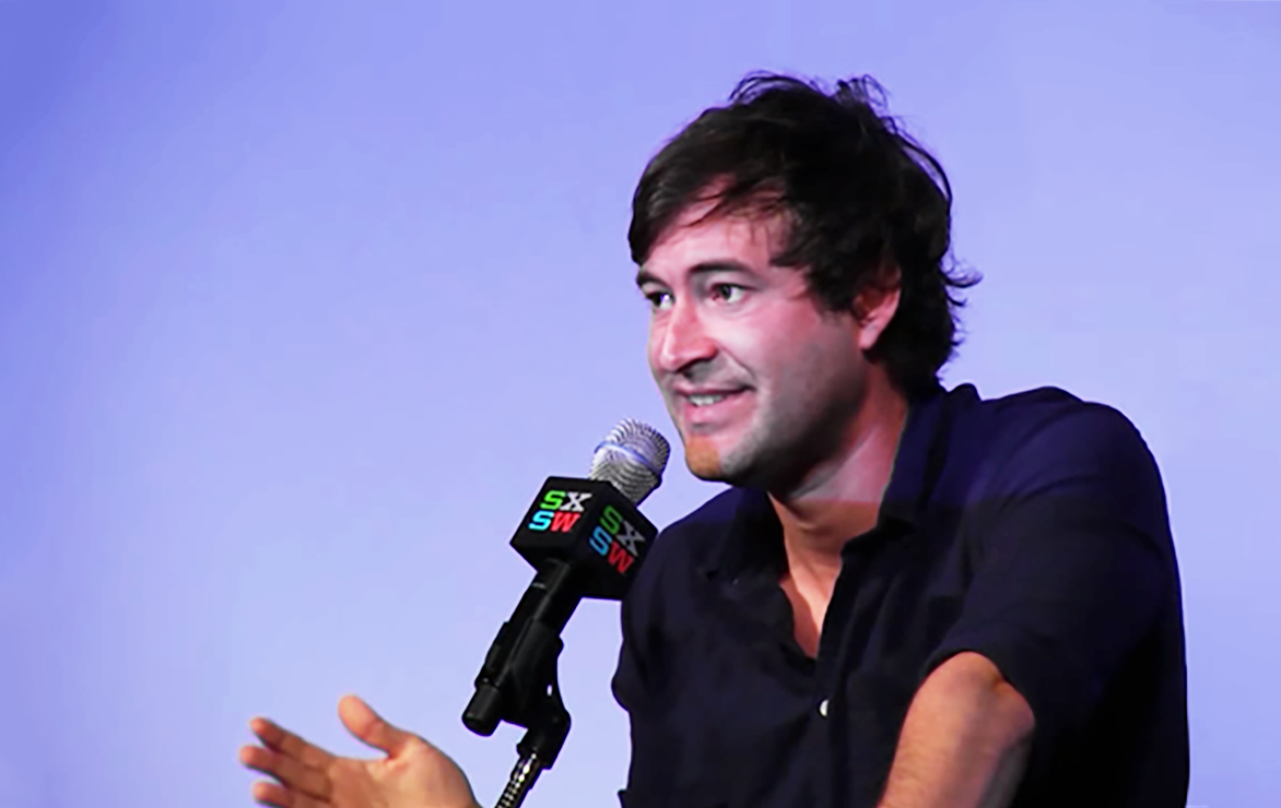 Mark Duplass speaking into a microphone image link to story