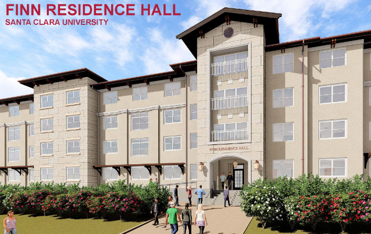 Rendering of front entrance to future Stephen A. Finn Residence Hall image link to story