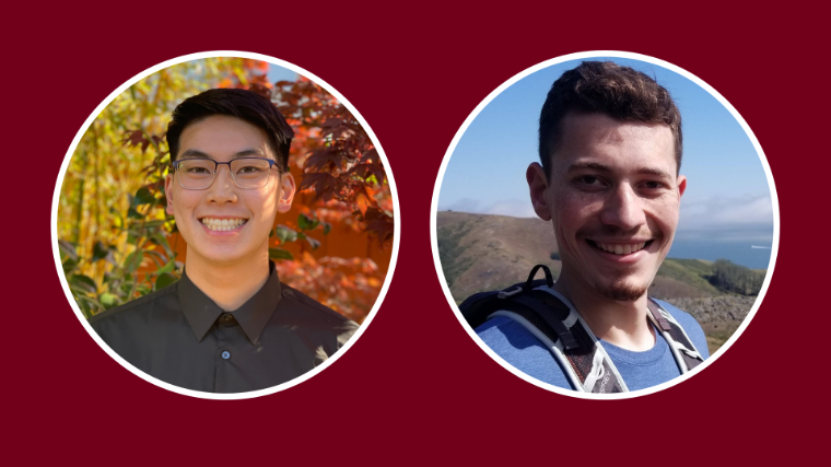 Circular photos of Goldwater Winners Michael Nguyen and Rob Cady