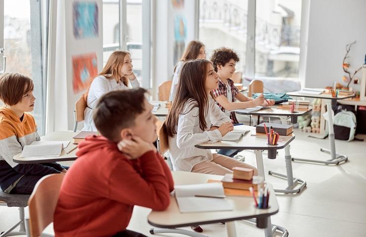 Elementary school students in a classroom.