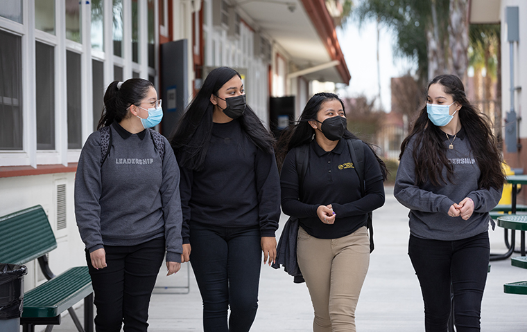 Students from Cristo Rey walk to class