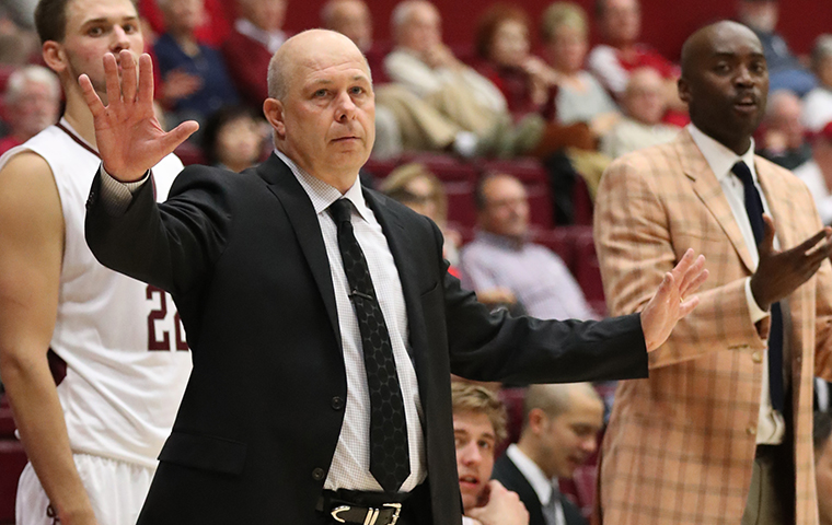 Coach Herb Sendek on the sidelines against Northern Arizona University. 