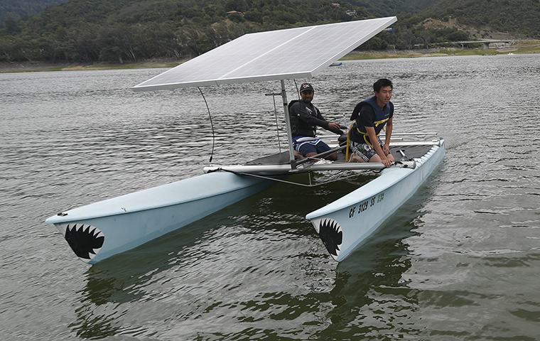 Solar Regatta catamaran on the water