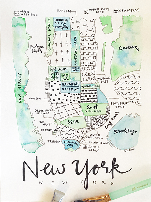An illustrated map of New York City