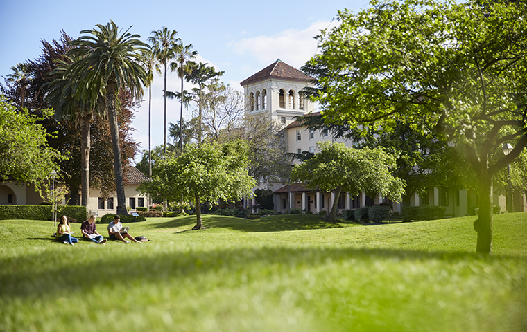 The hills and lawn outside Mayer Theatre image link to story