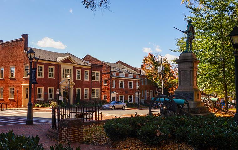 A memorial statue of a confederate soldier outside Albemarle County Courthouse in Charlottesville, Virginia image link to story