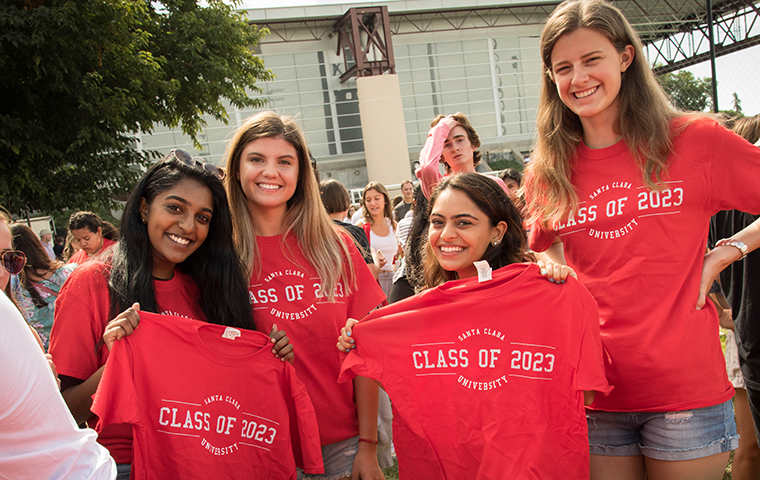 Four students wearing class of 2023 shirts image link to story