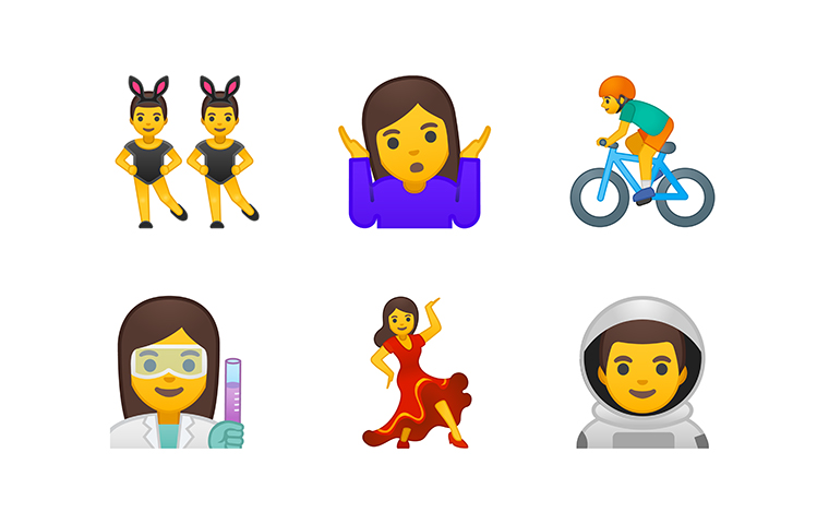 Six emoji featuring new female emoji