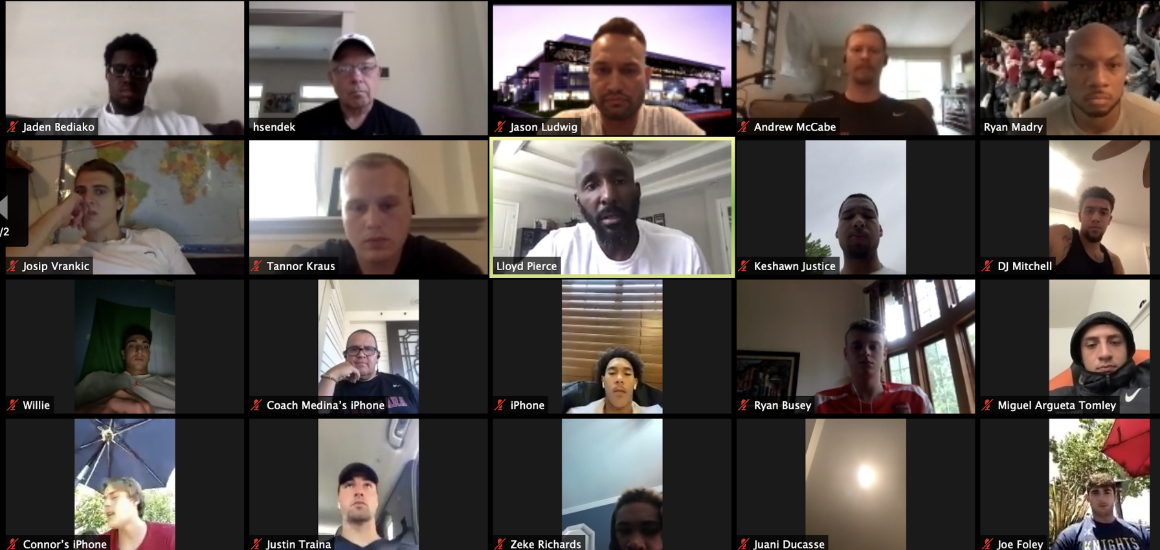 Photo of Zoom meeting with Lloyd Pierce '98 image link to story