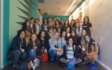 Reprograma students visiting Brazil Facebook offices