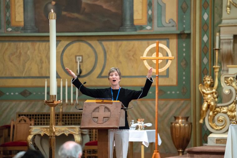 Student in the Mission Chapel