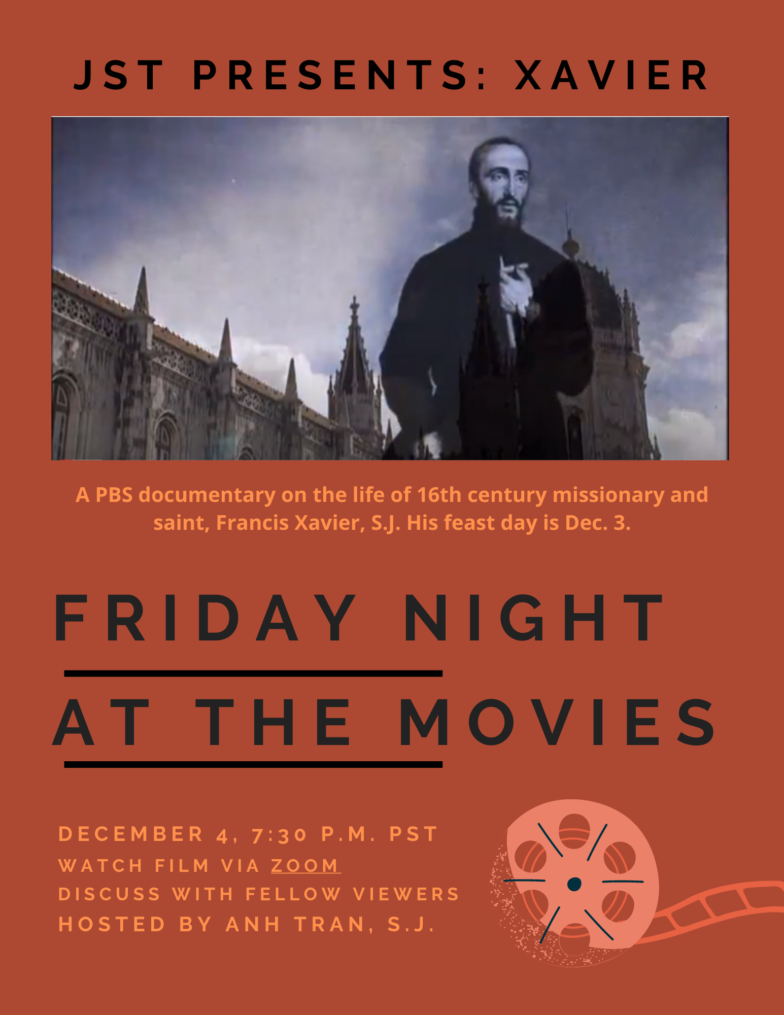 Poster with info on movie night, Dec. 4, 7:30 p.m. PDT
