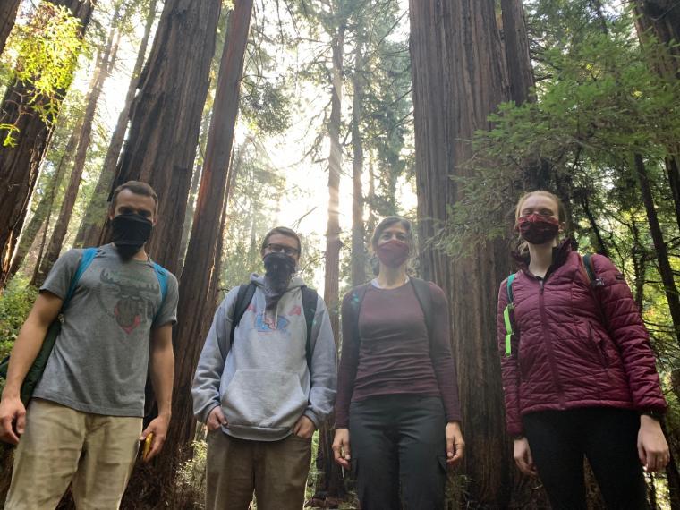 Aaron Pierre, Thomas Bambrick, Prof. Julie Rubio and Ellen Jewett in John Muir Woods