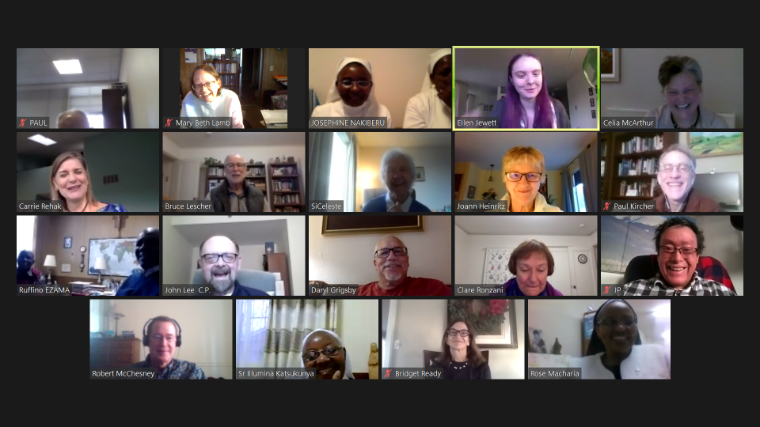 Alt text: Screenshot of a video call titled 'Renewal Sending Rite' with multiple participants.