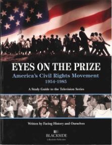 'Eyes on the Prize' documentary cover with protesters and American flag.