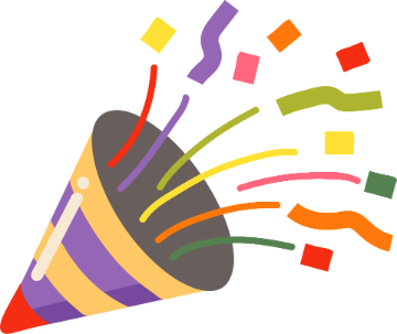 Cone with colorful confetti bursting out.