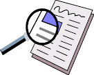 Magnifying glass over a document with text and a graph.