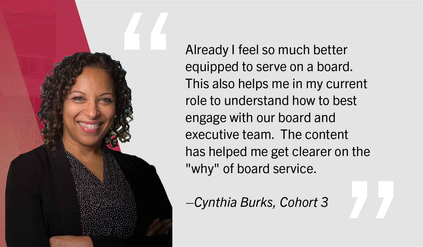Quote by Cynthia Burks, Cohort 3