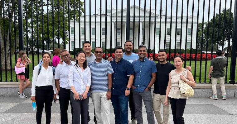 Leavey School of Business Executive MBA students in front of the White House