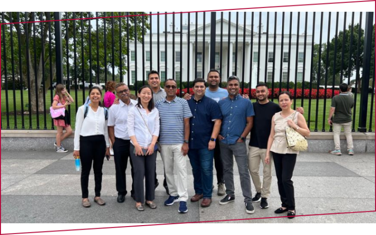 Leavey School of Business Executive MBA students in front of the White House