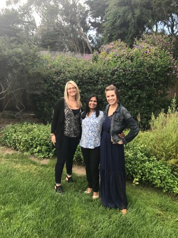 EMBA students Jennifer Adams, Anupama Mokkapati and Chrystine Villarreal.