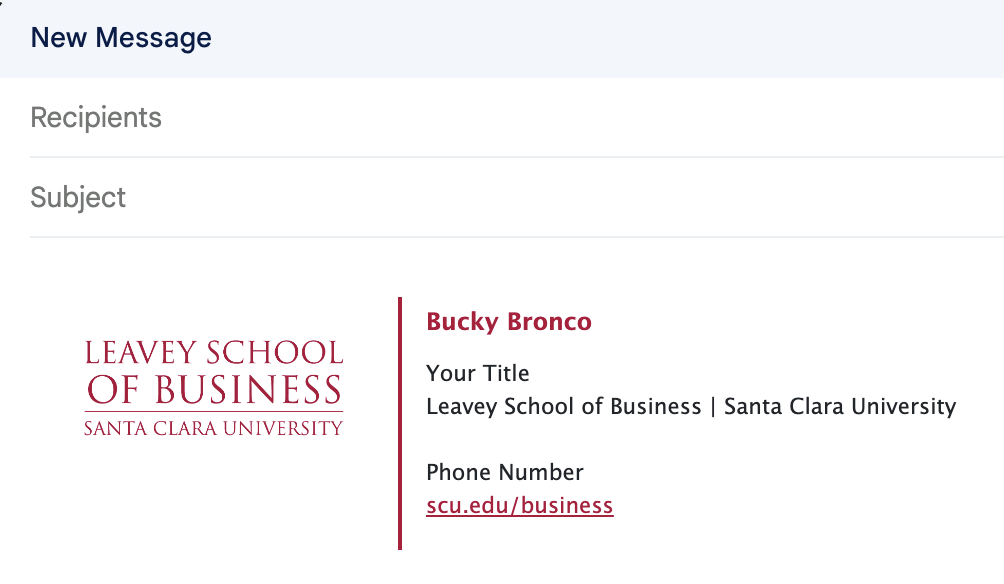 Leavey School of Business Sample Email Signature