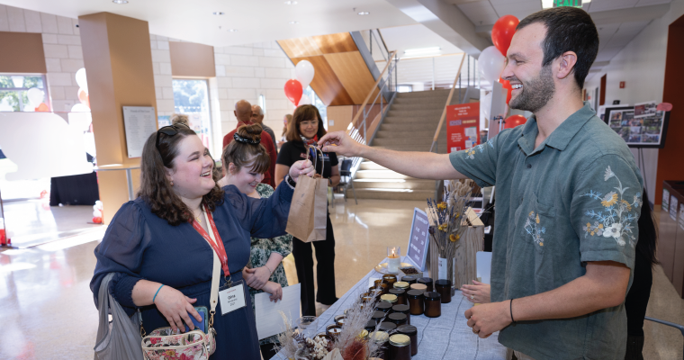 Crowds supporting Leavey alumni owned businesses at the Bronco Bazaar