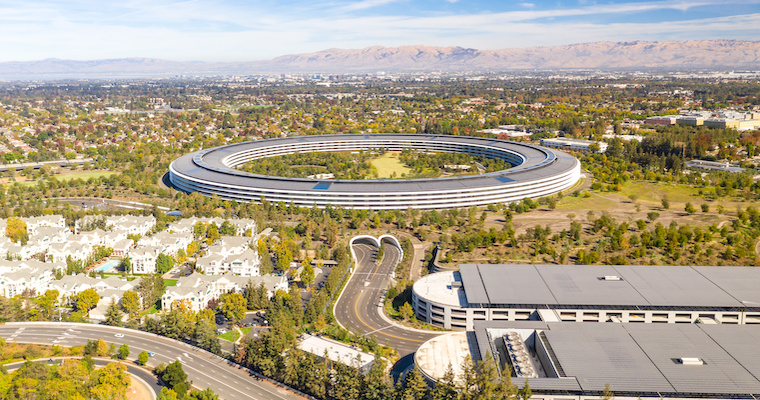 Arial view of Apple Park in Silicon Valley