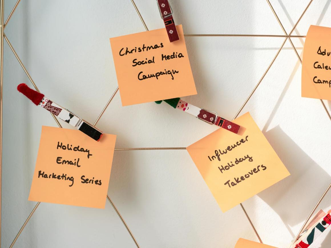 Email campaign plans on sticky notes